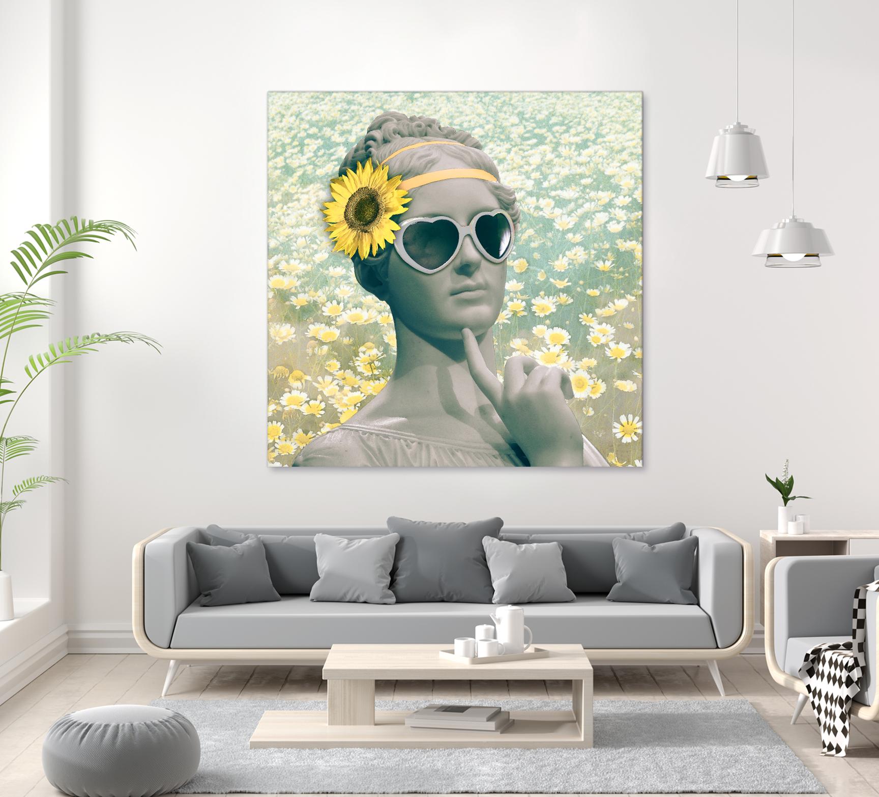 Hipster Statue with Sunflowers by THE Studio on GIANT ART - white contemporary