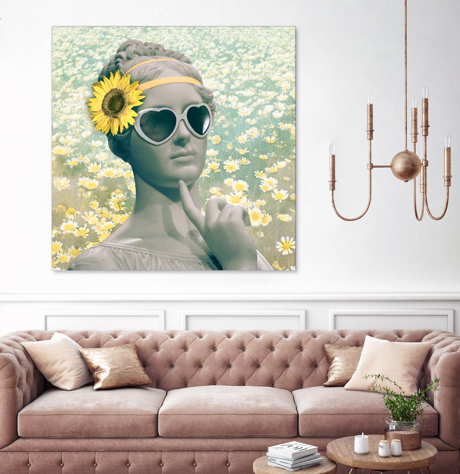 Hipster Statue with Sunflowers by THE Studio on GIANT ART - white contemporary
