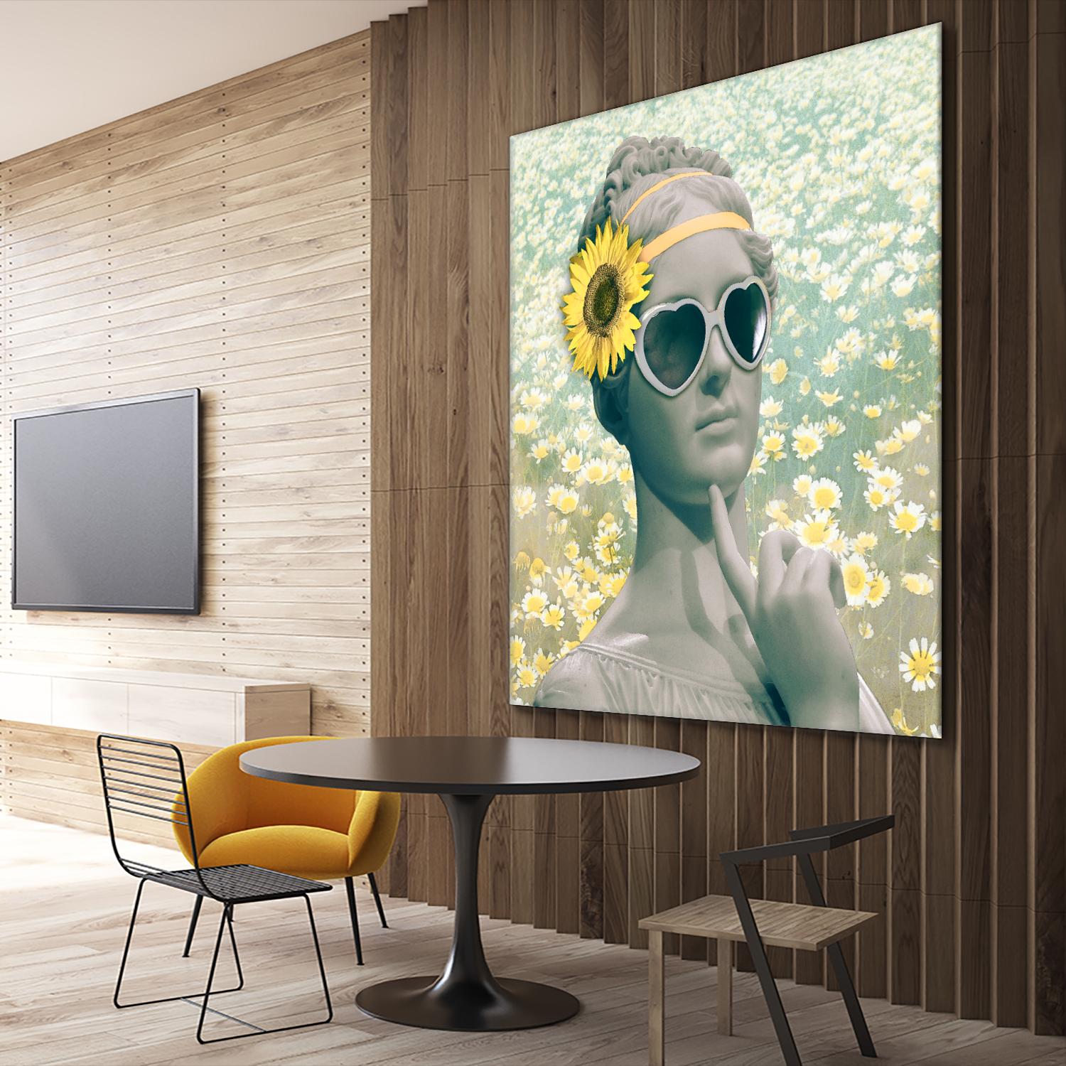 Hipster Statue with Sunflowers by THE Studio on GIANT ART - white contemporary