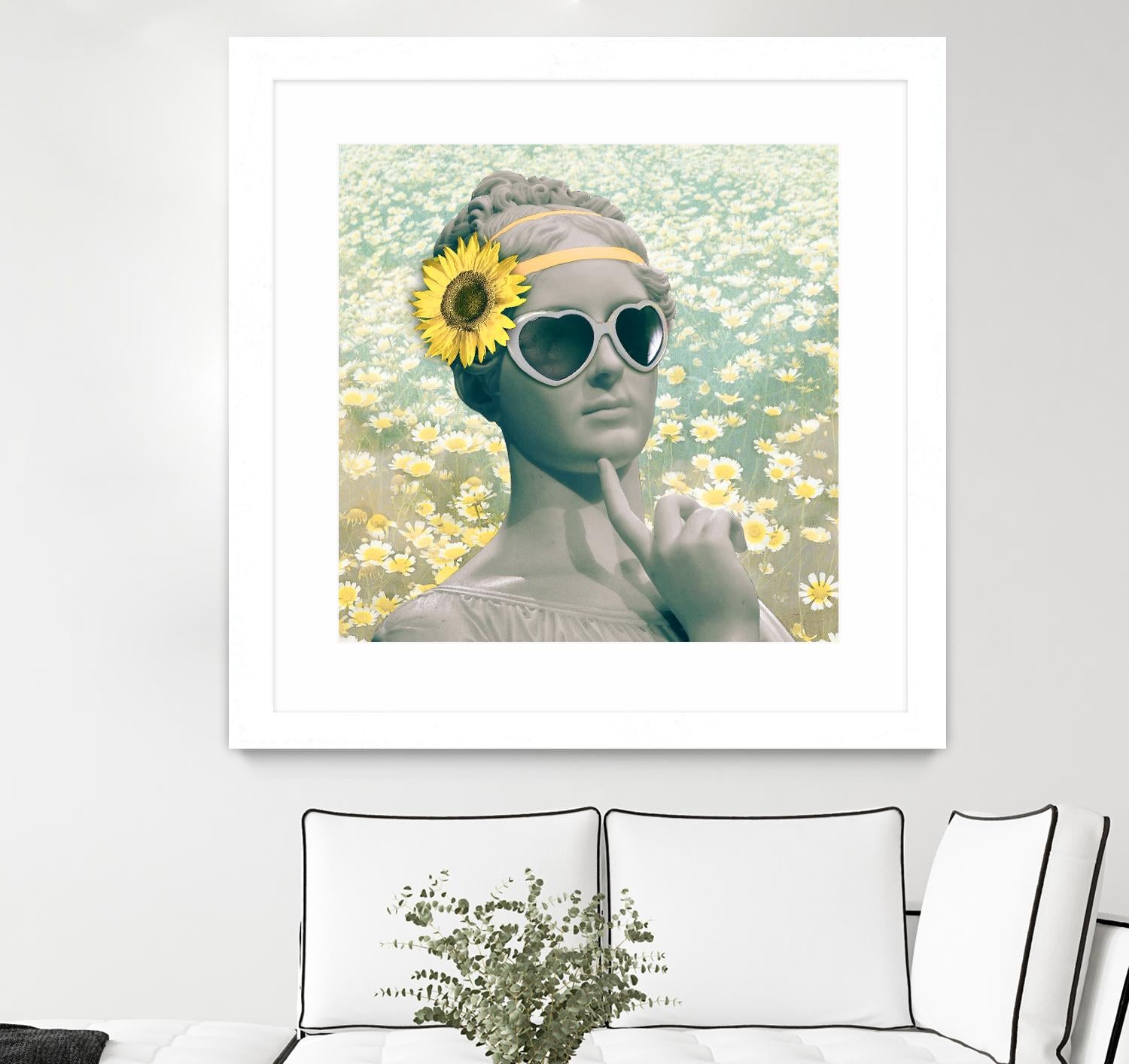 Hipster Statue with Sunflowers by THE Studio on GIANT ART - white contemporary