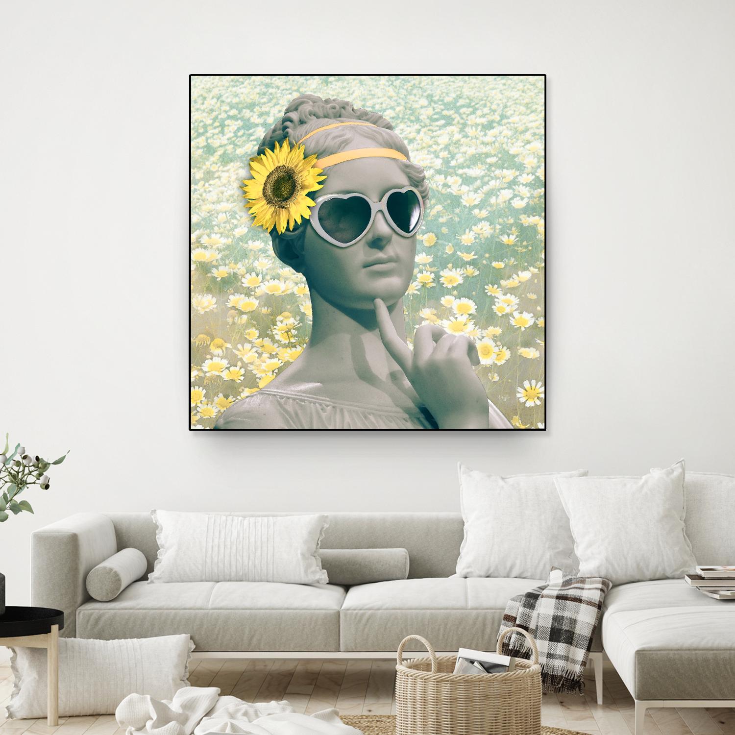 Hipster Statue with Sunflowers by THE Studio on GIANT ART - white contemporary