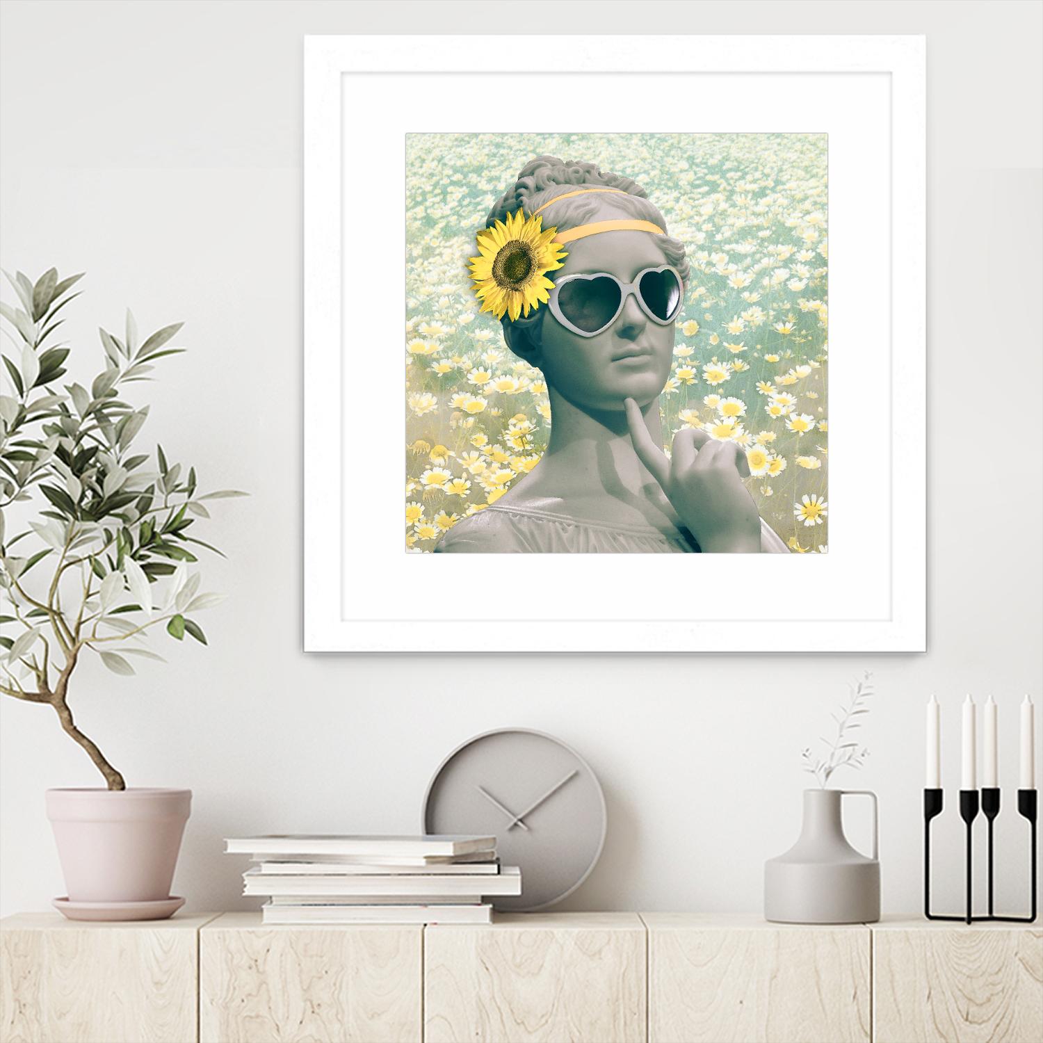 Hipster Statue with Sunflowers by THE Studio on GIANT ART - white contemporary