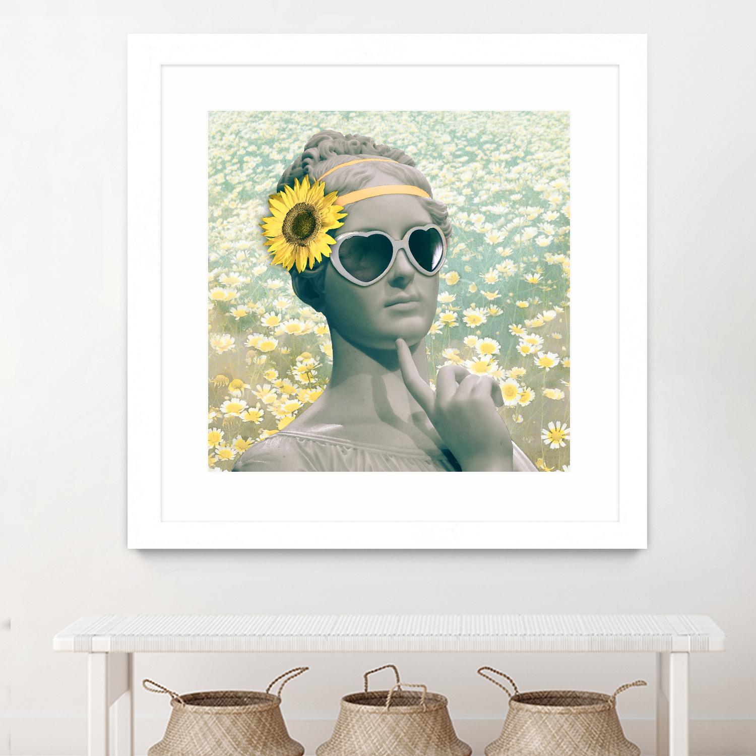 Hipster Statue with Sunflowers by THE Studio on GIANT ART - white contemporary