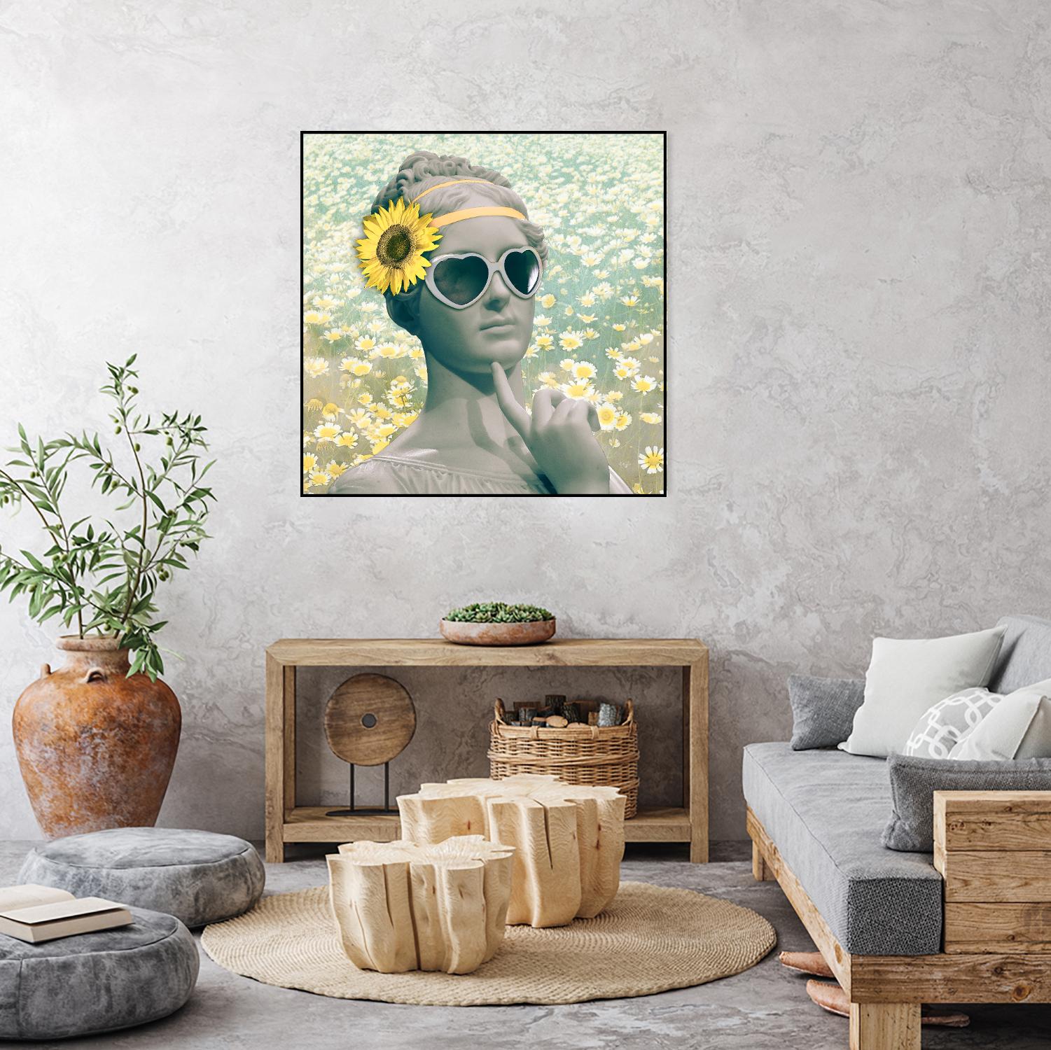 Hipster Statue with Sunflowers by THE Studio on GIANT ART - white contemporary