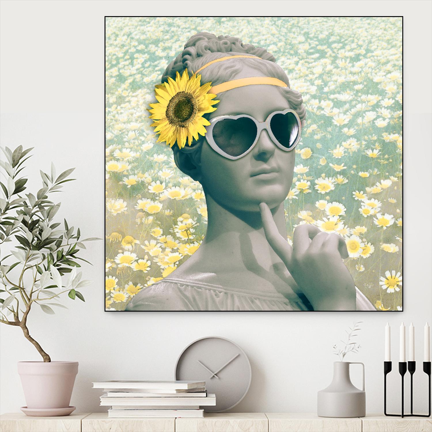 Hipster Statue with Sunflowers by THE Studio on GIANT ART - white contemporary