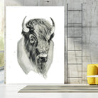 Bison Bust by Brenna Harvey on GIANT ART - blue vintage