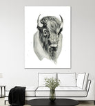 Bison Bust by Brenna Harvey on GIANT ART - blue vintage