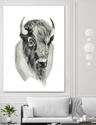 Bison Bust by Brenna Harvey on GIANT ART - blue vintage