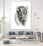 Bison Bust by Brenna Harvey on GIANT ART - blue vintage