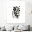 Bison Bust by Brenna Harvey on GIANT ART - white vintage bison
