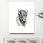 Bison Bust by Brenna Harvey on GIANT ART - white vintage bison