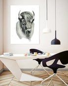 Bison Bust by Brenna Harvey on GIANT ART - white vintage bison