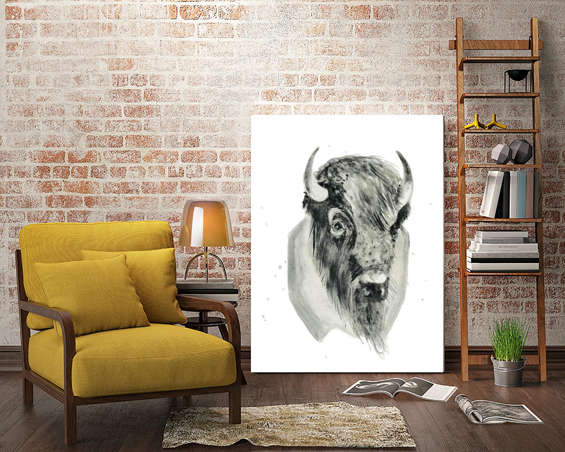 Bison Bust by Brenna Harvey on GIANT ART - white vintage bison