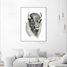 Bison Bust by Brenna Harvey on GIANT ART - blue vintage