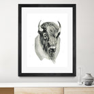 Bison Bust by Brenna Harvey on GIANT ART - white vintage bison