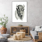 Bison Bust by Brenna Harvey on GIANT ART - blue vintage