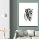 Bison Bust by Brenna Harvey on GIANT ART - white vintage bison