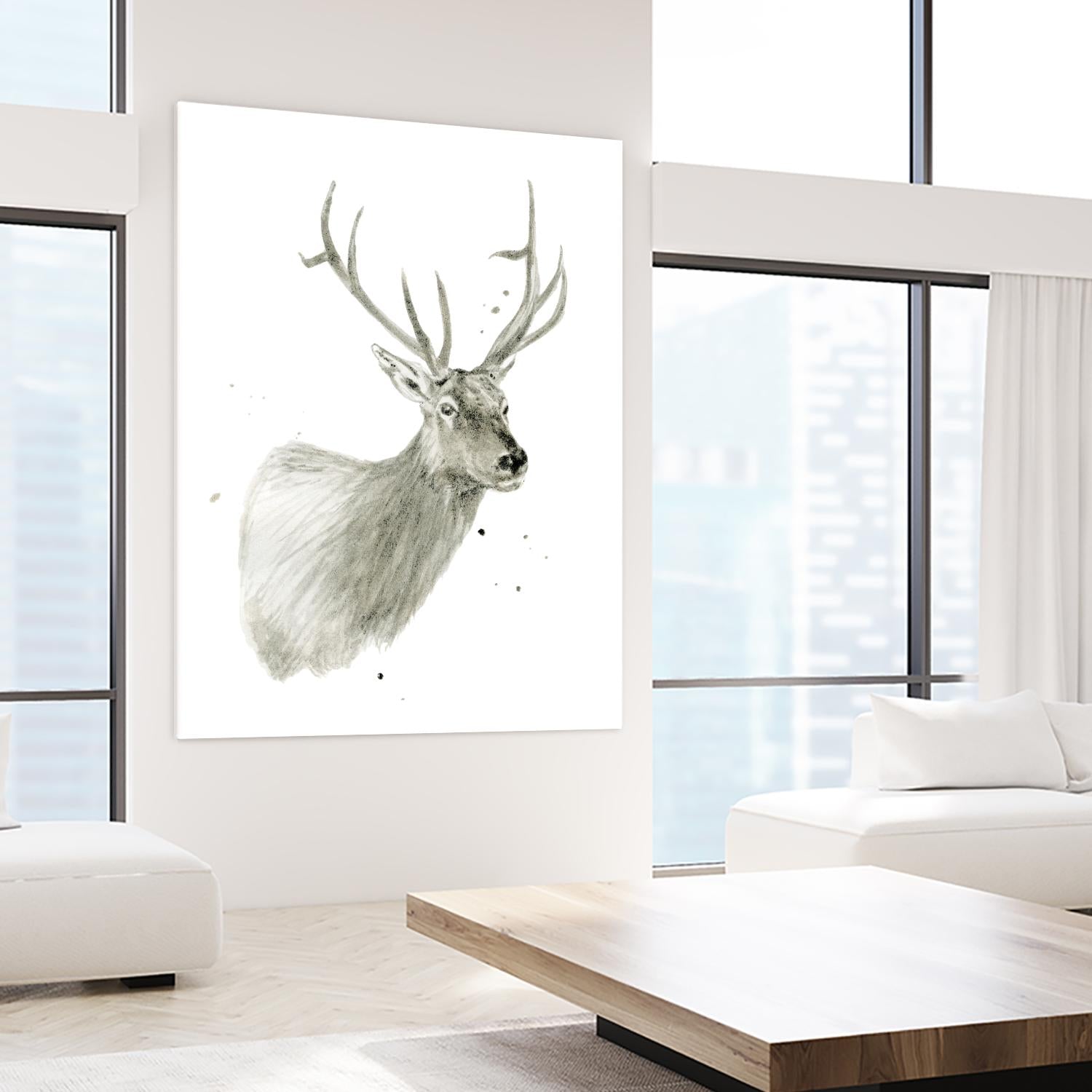 Buck Bust by Brenna Harvey on GIANT ART - grey vintage