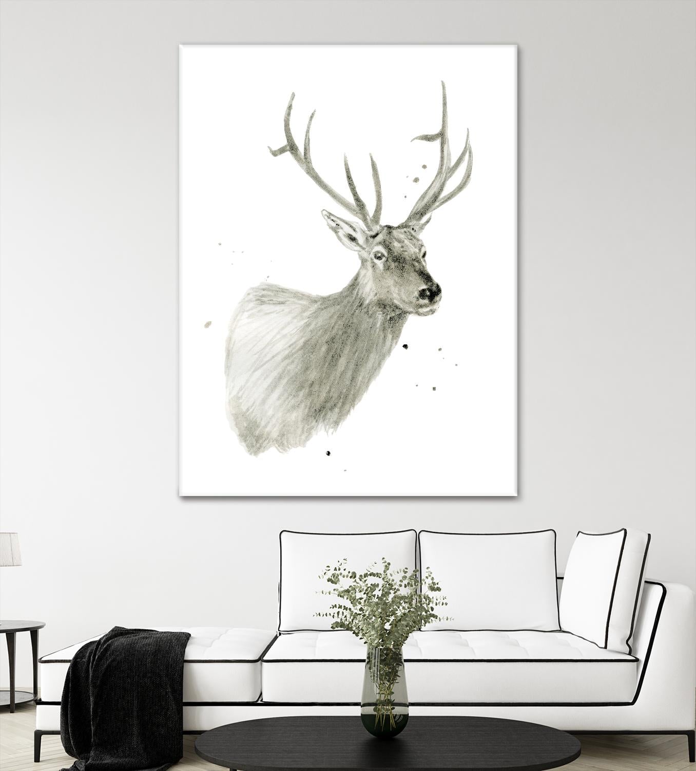 Buck Bust by Brenna Harvey on GIANT ART - grey vintage