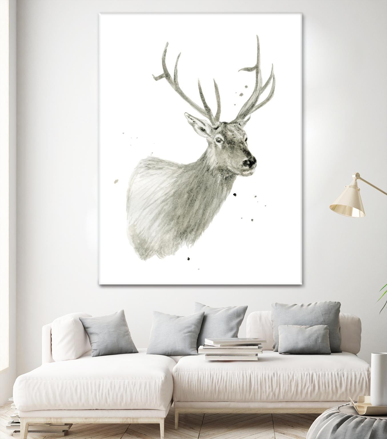 Buck Bust by Brenna Harvey on GIANT ART - grey vintage