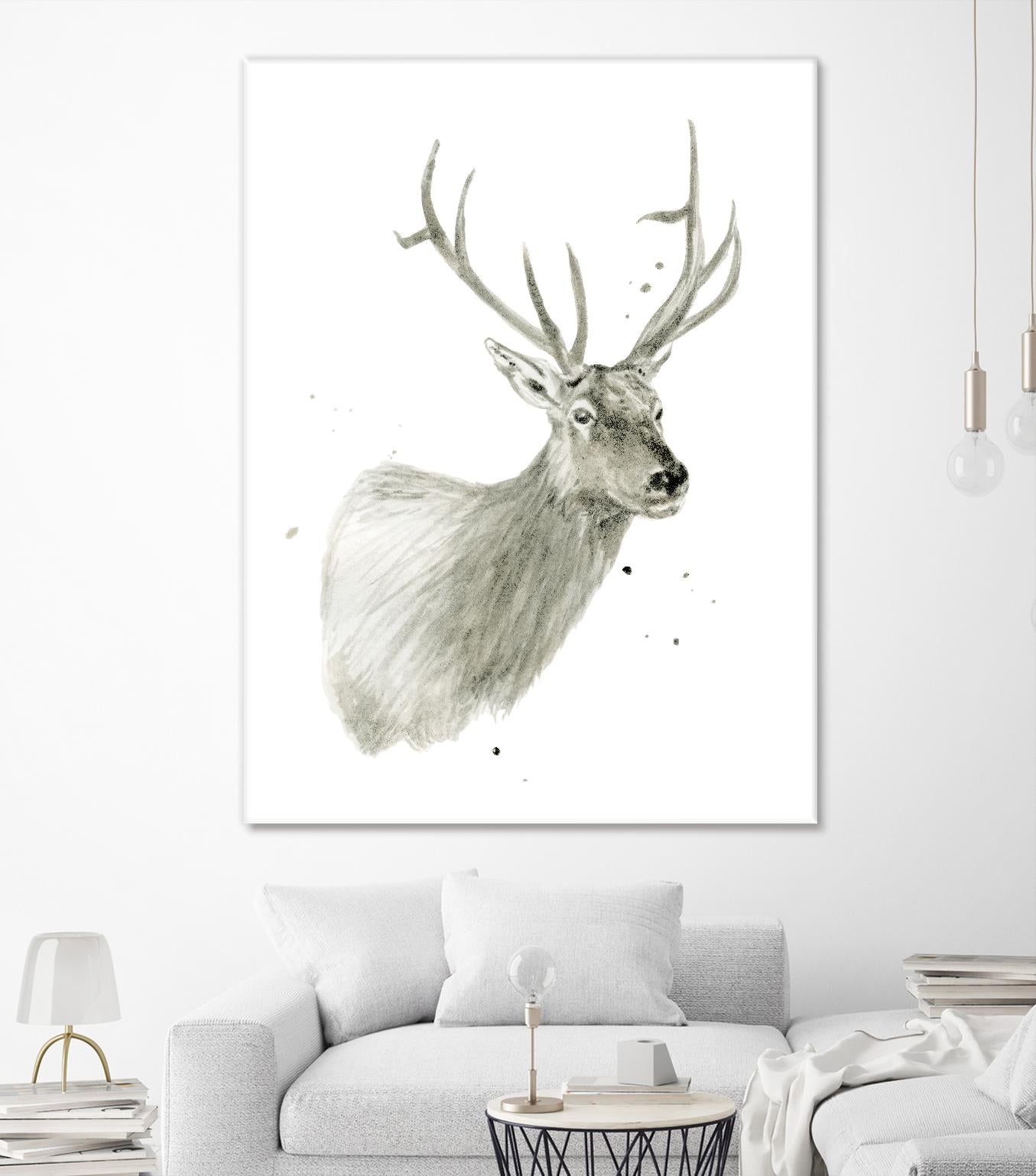 Buck Bust by Brenna Harvey on GIANT ART - grey vintage