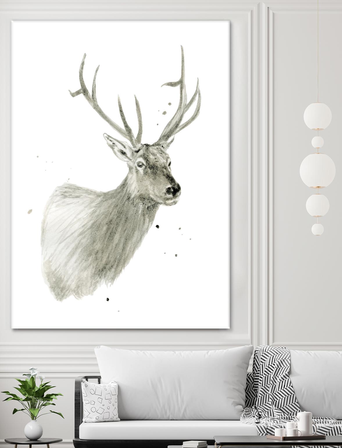 Buck Bust by Brenna Harvey on GIANT ART - grey vintage