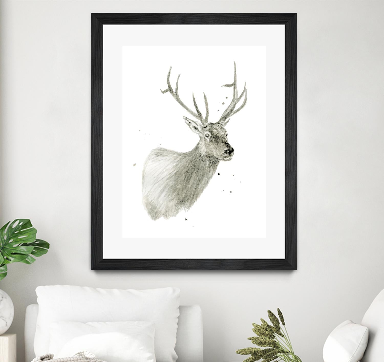 Buck Bust by Brenna Harvey on GIANT ART - white vintage deer