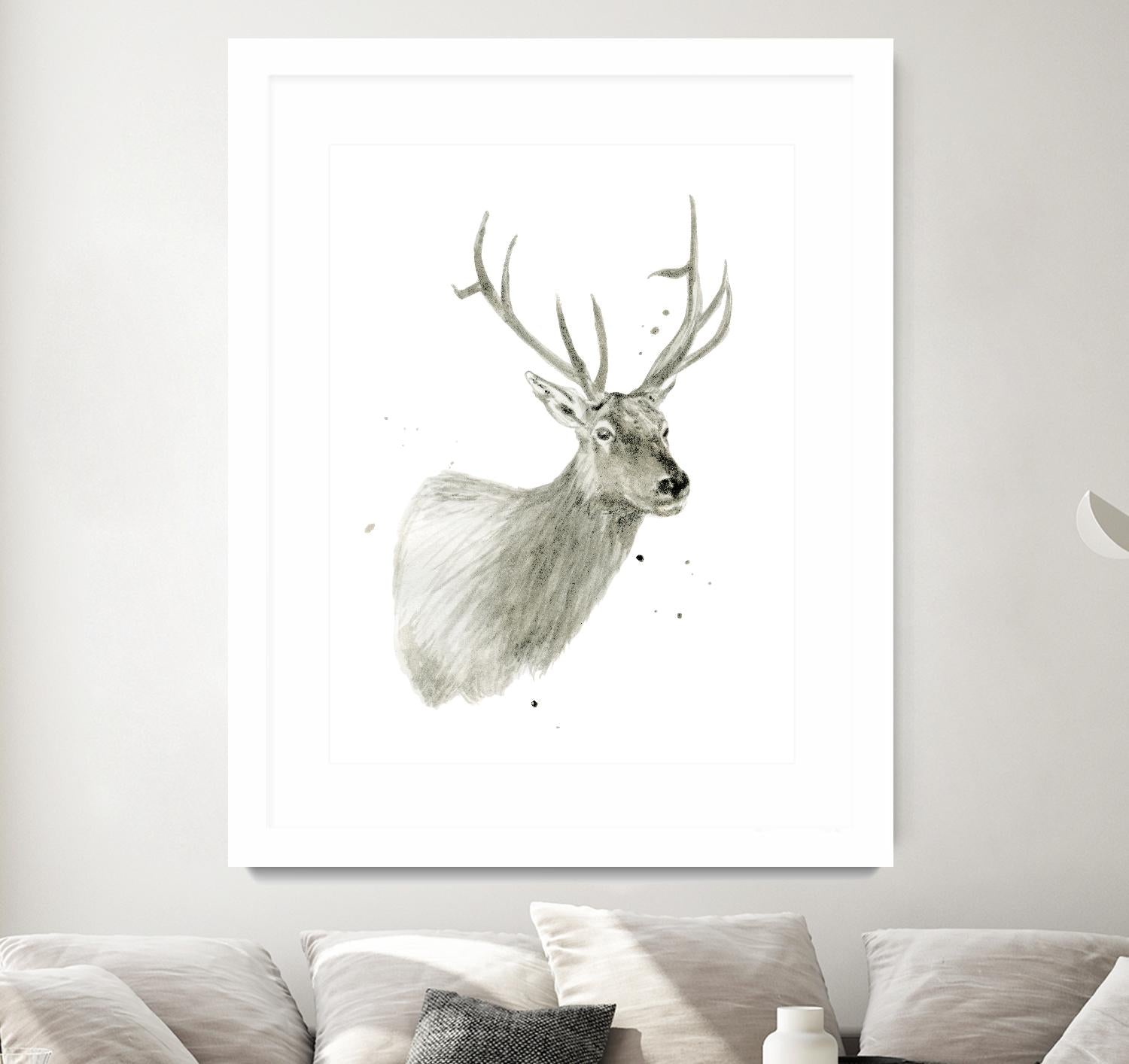 Buck Bust by Brenna Harvey on GIANT ART - white vintage deer
