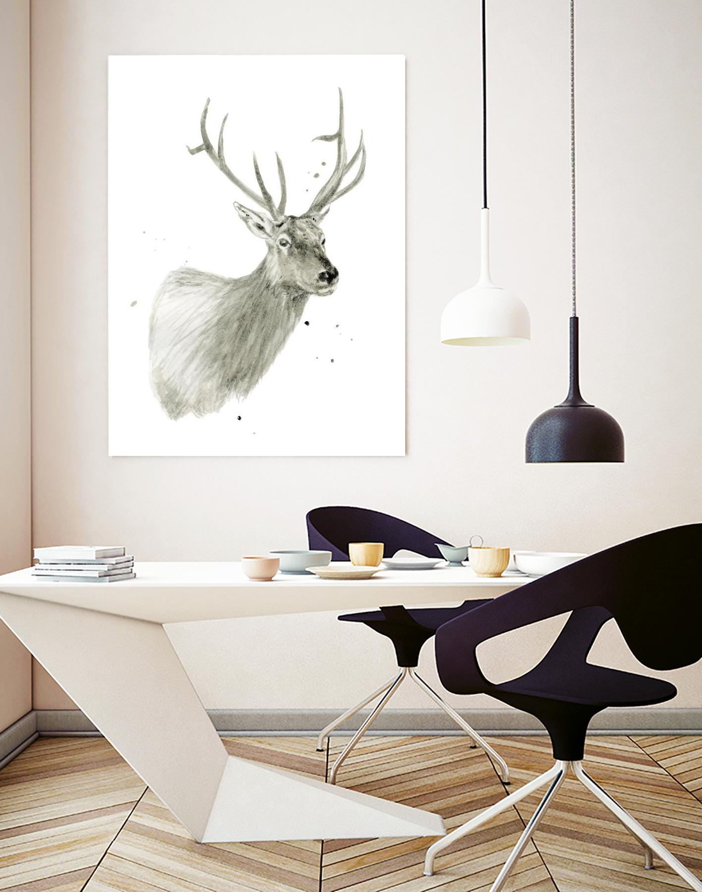 Buck Bust by Brenna Harvey on GIANT ART - white vintage deer