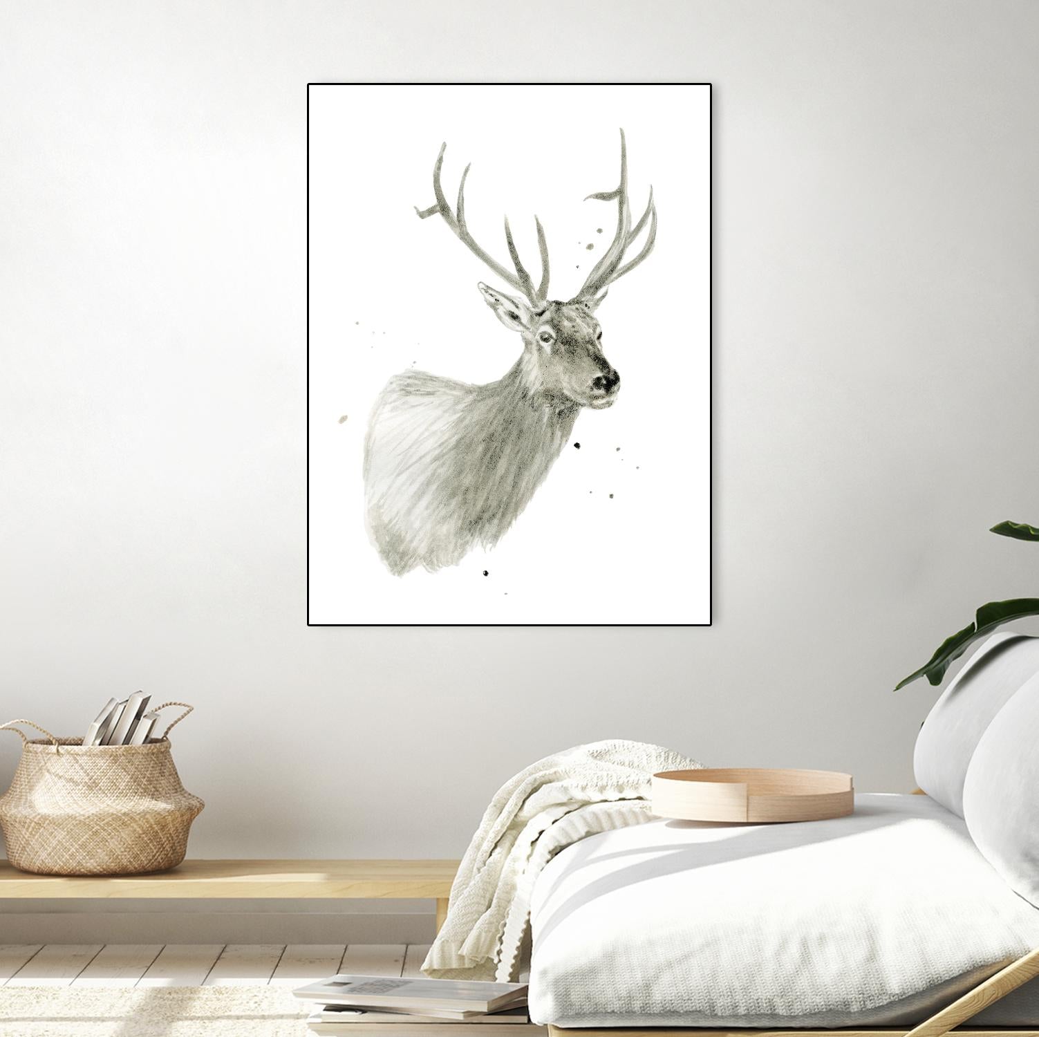 Buck Bust by Brenna Harvey on GIANT ART - grey vintage