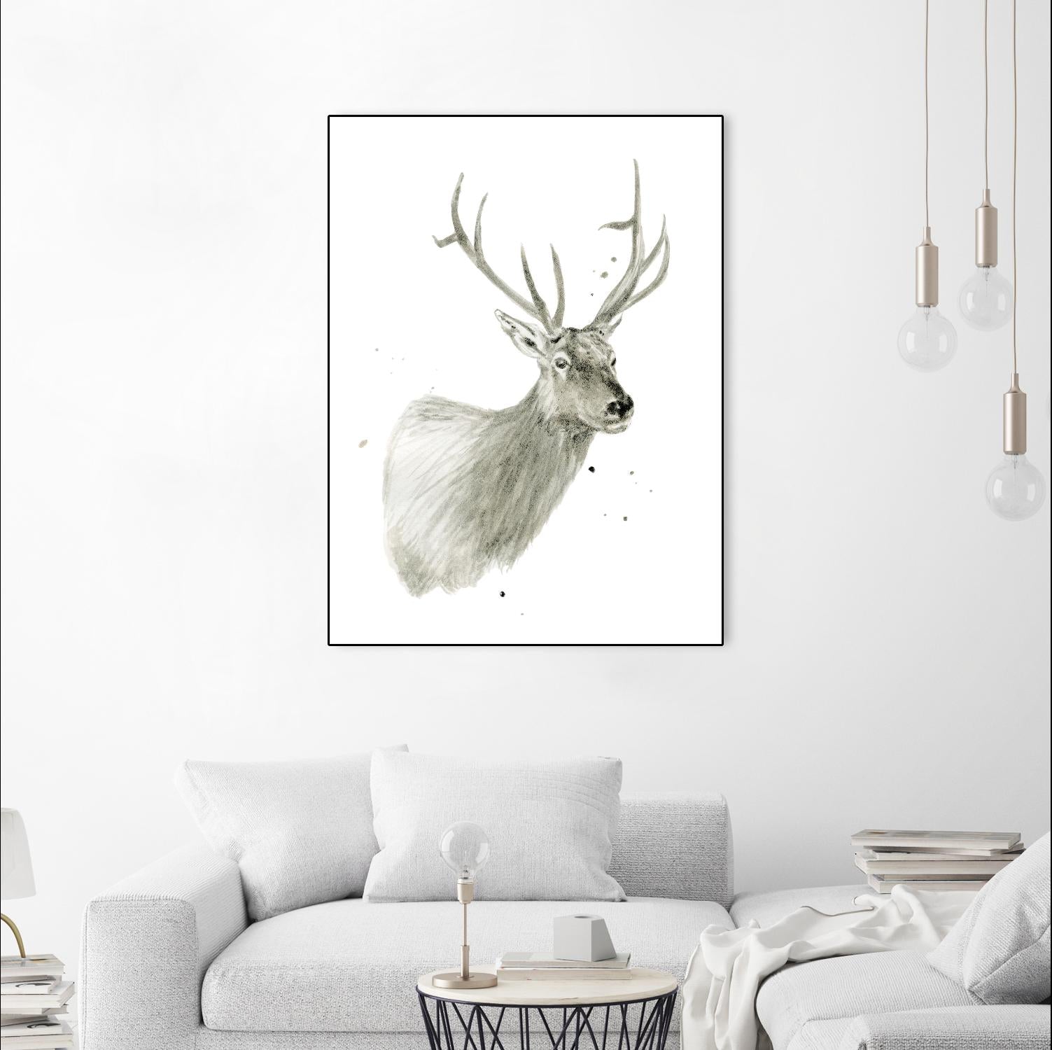 Buck Bust by Brenna Harvey on GIANT ART - grey vintage