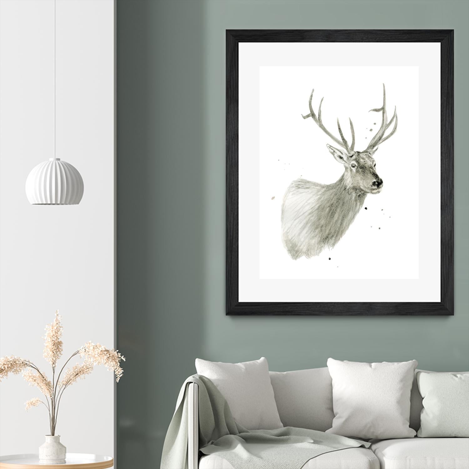 Buck Bust by Brenna Harvey on GIANT ART - white vintage deer