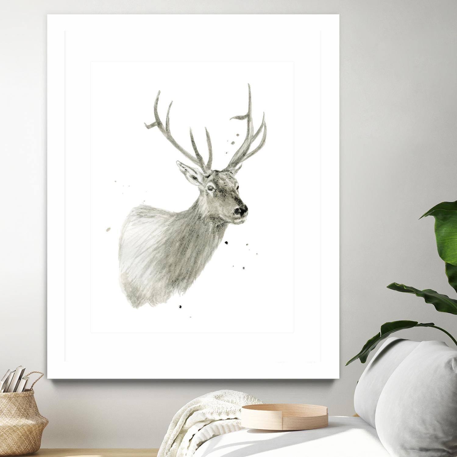 Buck Bust by Brenna Harvey on GIANT ART - white vintage deer