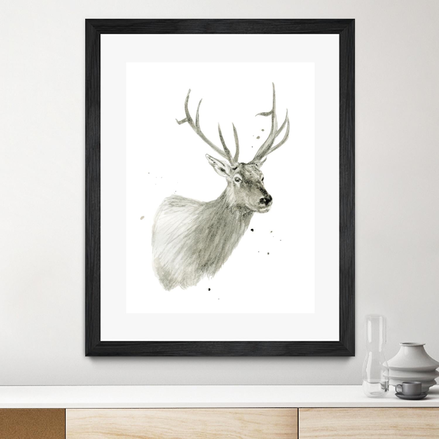 Buck Bust by Brenna Harvey on GIANT ART - white vintage deer