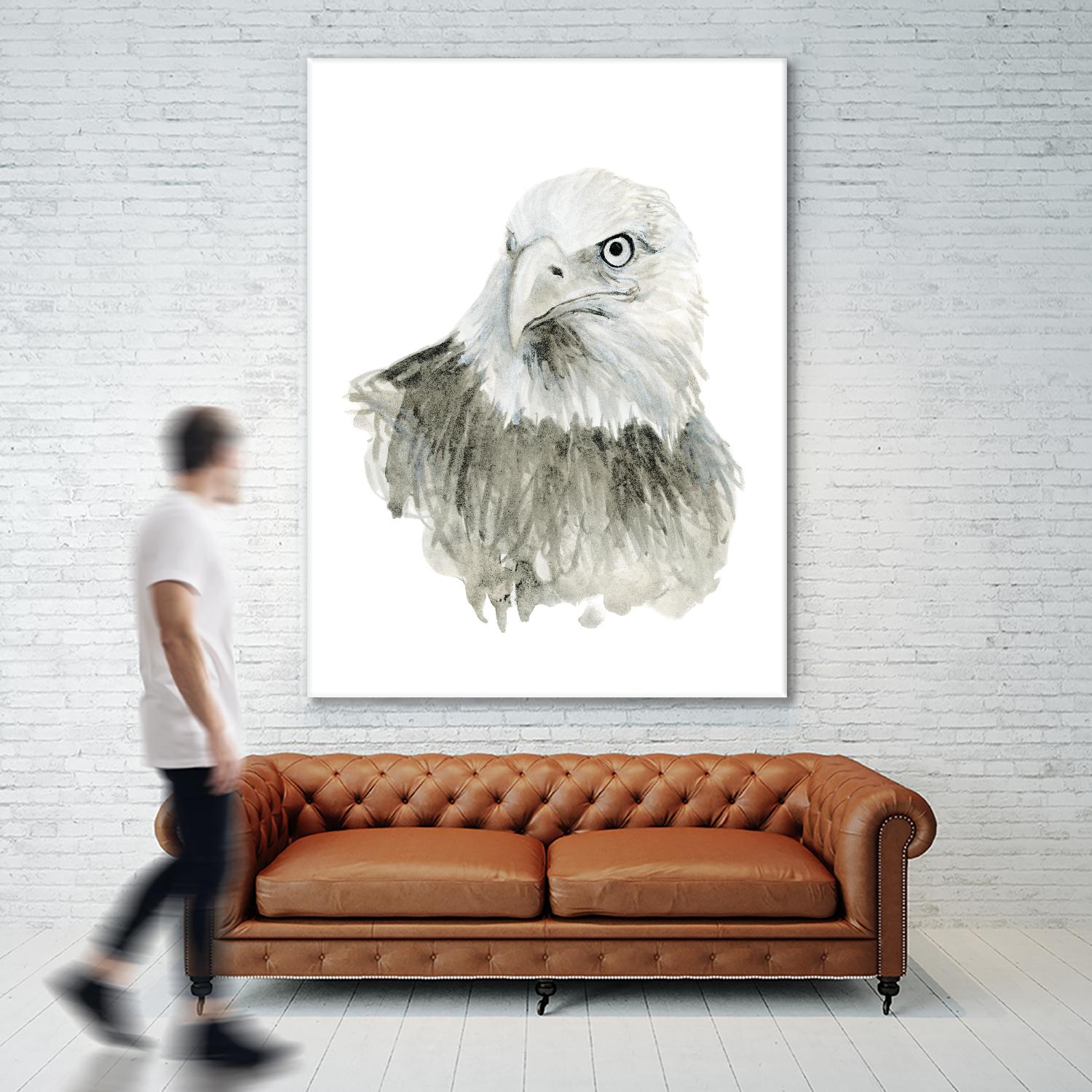 Eagle Bust by Brenna Harvey on GIANT ART - blue vintage