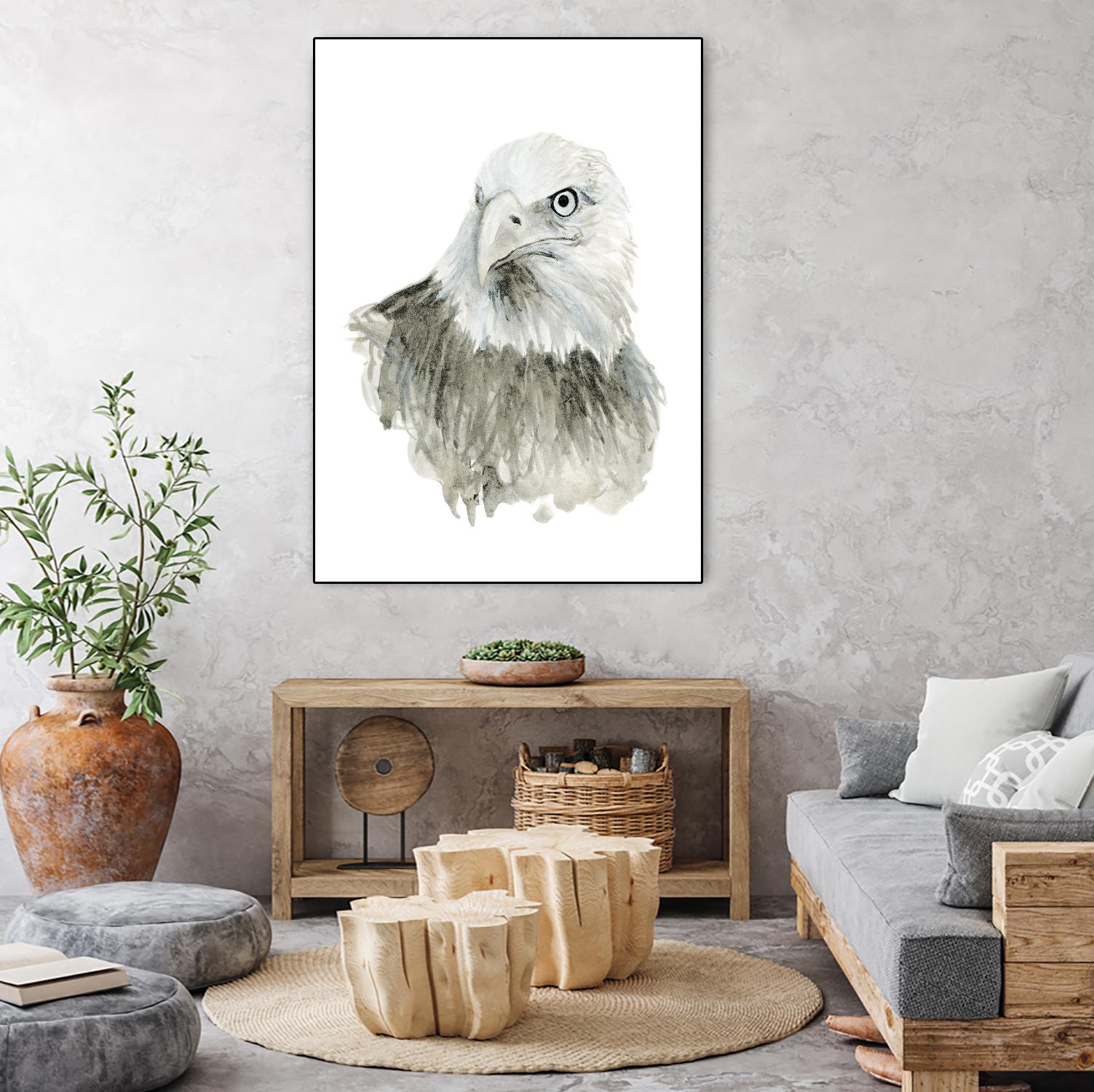 Eagle Bust by Brenna Harvey on GIANT ART - blue vintage