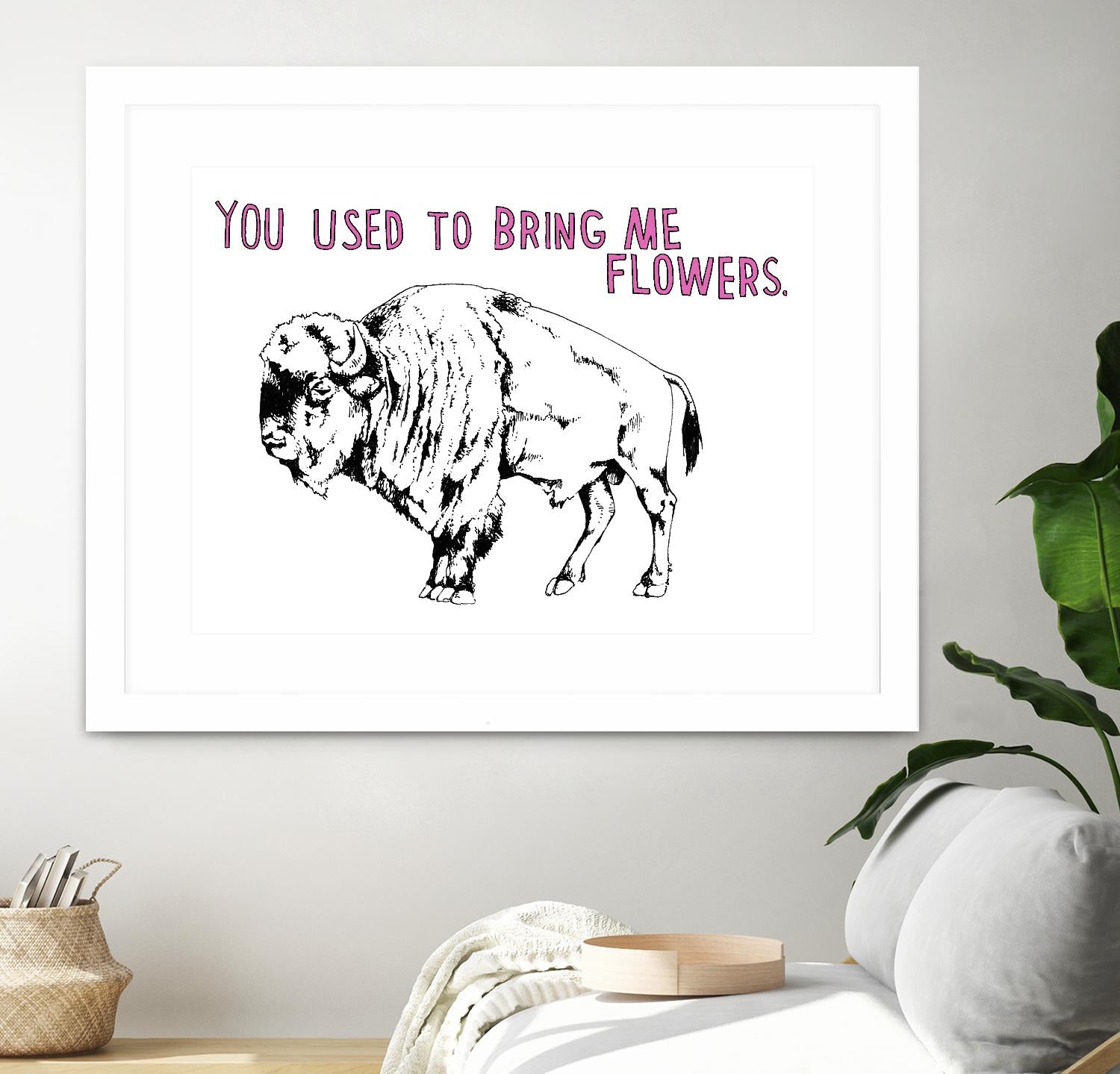 Bison by Natasha Marie on GIANT ART - pink black & white beef