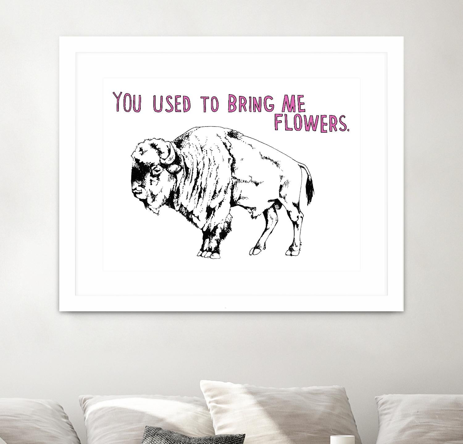 Bison by Natasha Marie on GIANT ART - pink black & white beef