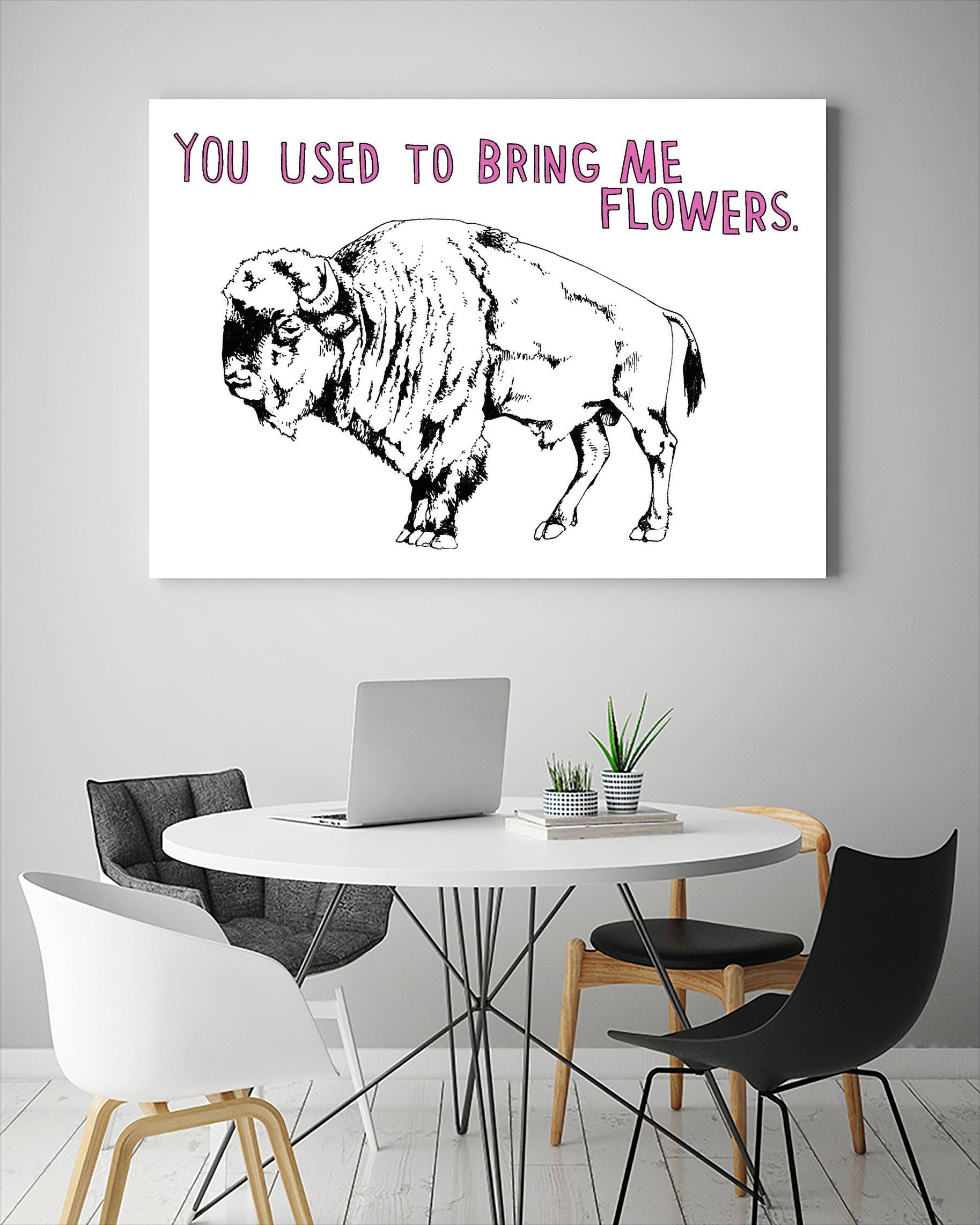 Bison by Natasha Marie on GIANT ART - pink black & white beef