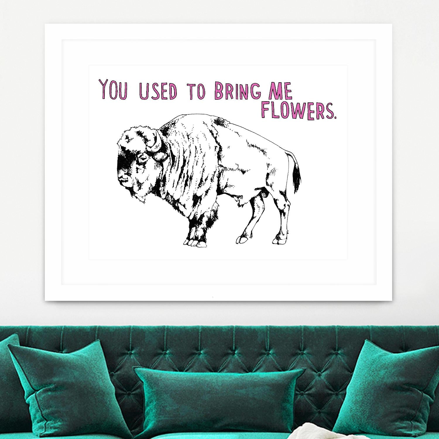 Bison by Natasha Marie on GIANT ART - pink black & white beef