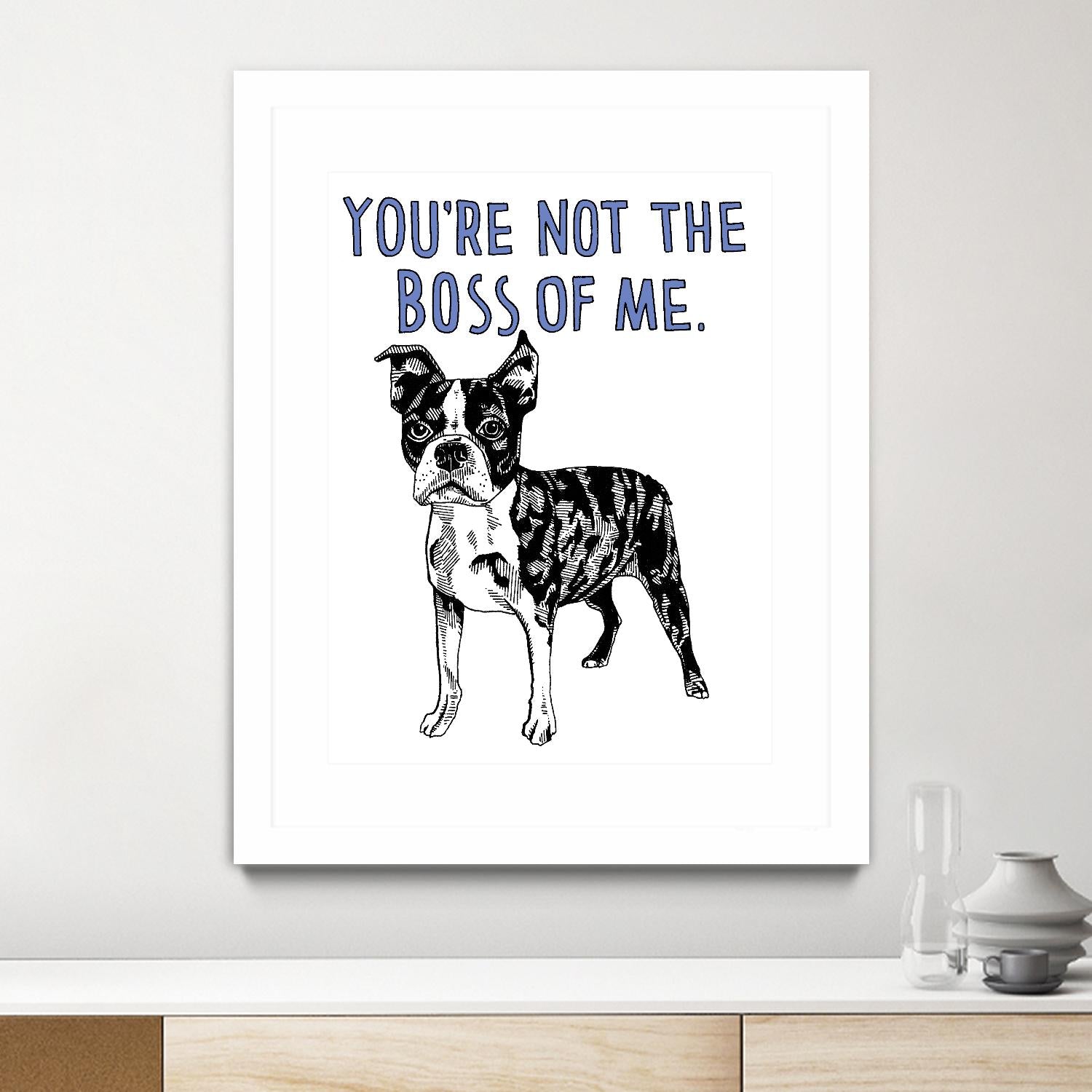 Boston Terrier by Natasha Marie on GIANT ART - blue black & white dog