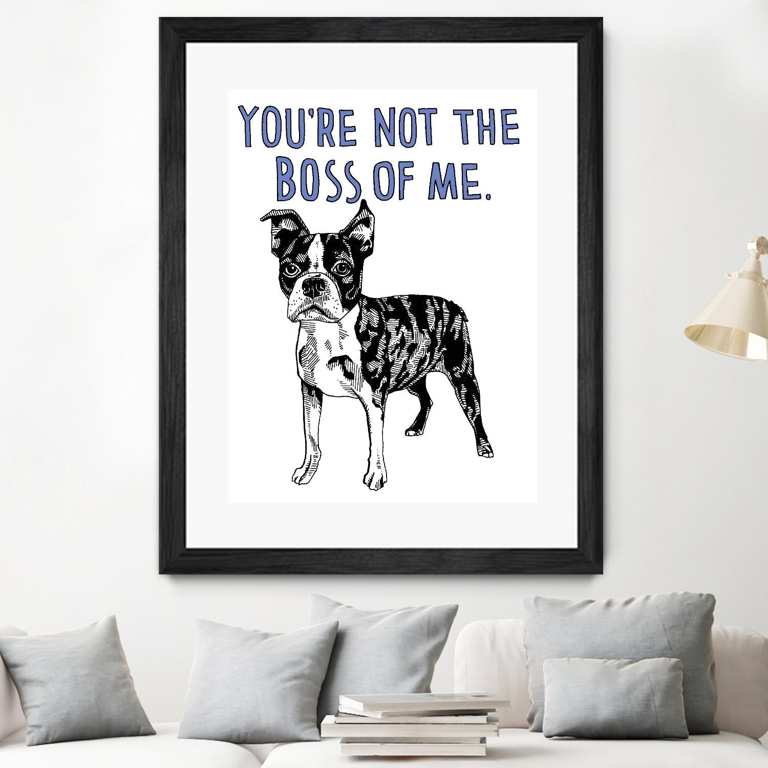 Boston Terrier by Natasha Marie on GIANT ART - blue black & white dog
