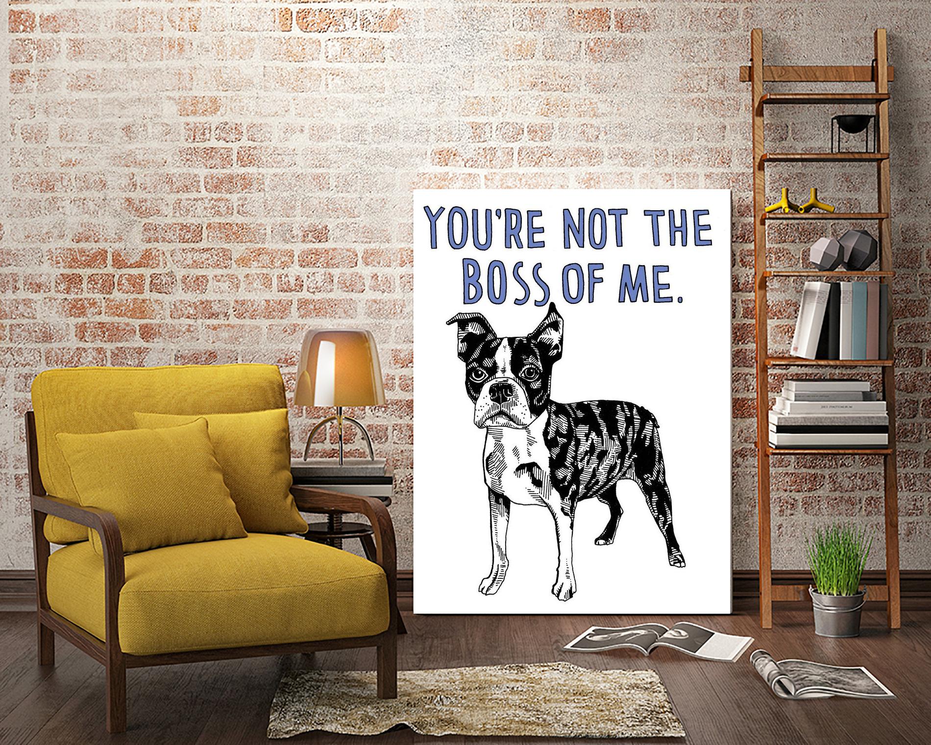 Boston Terrier by Natasha Marie on GIANT ART - blue black & white dog