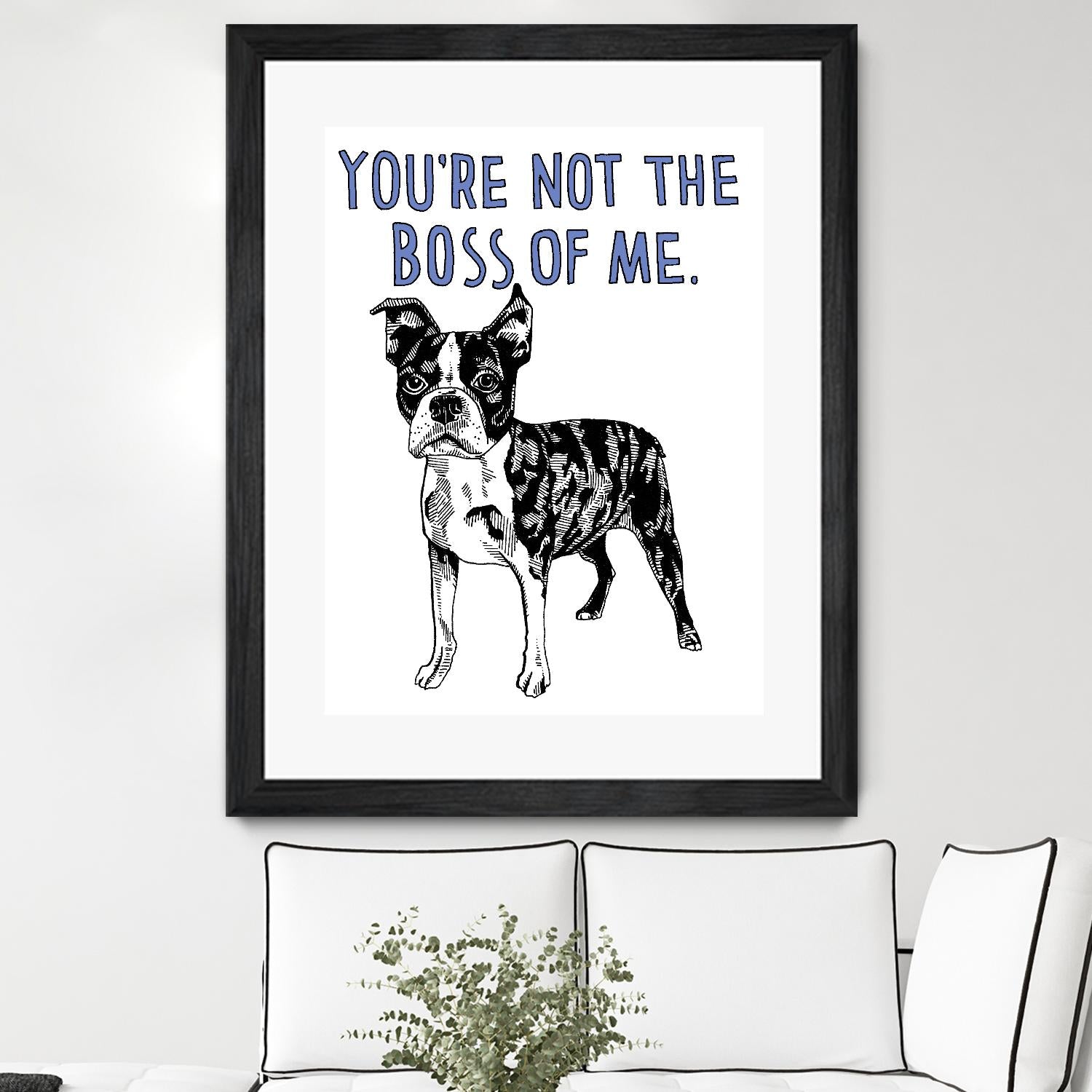 Boston Terrier by Natasha Marie on GIANT ART - blue black & white dog