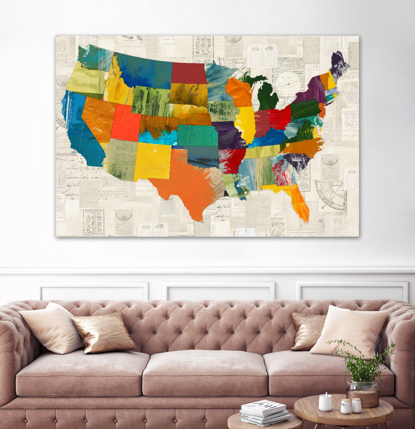 Collaged US Map by THE Studio on GIANT ART - green maps
