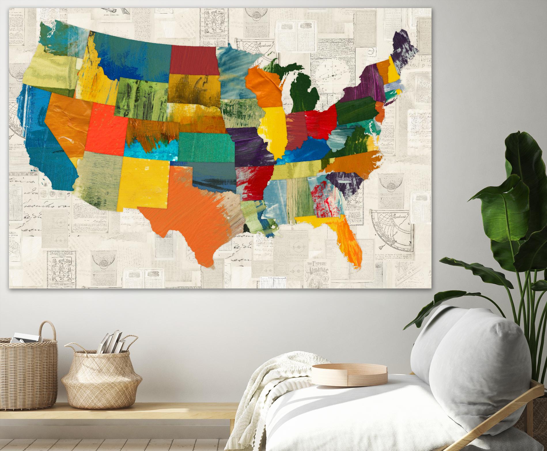 Collaged US Map by THE Studio on GIANT ART - green maps