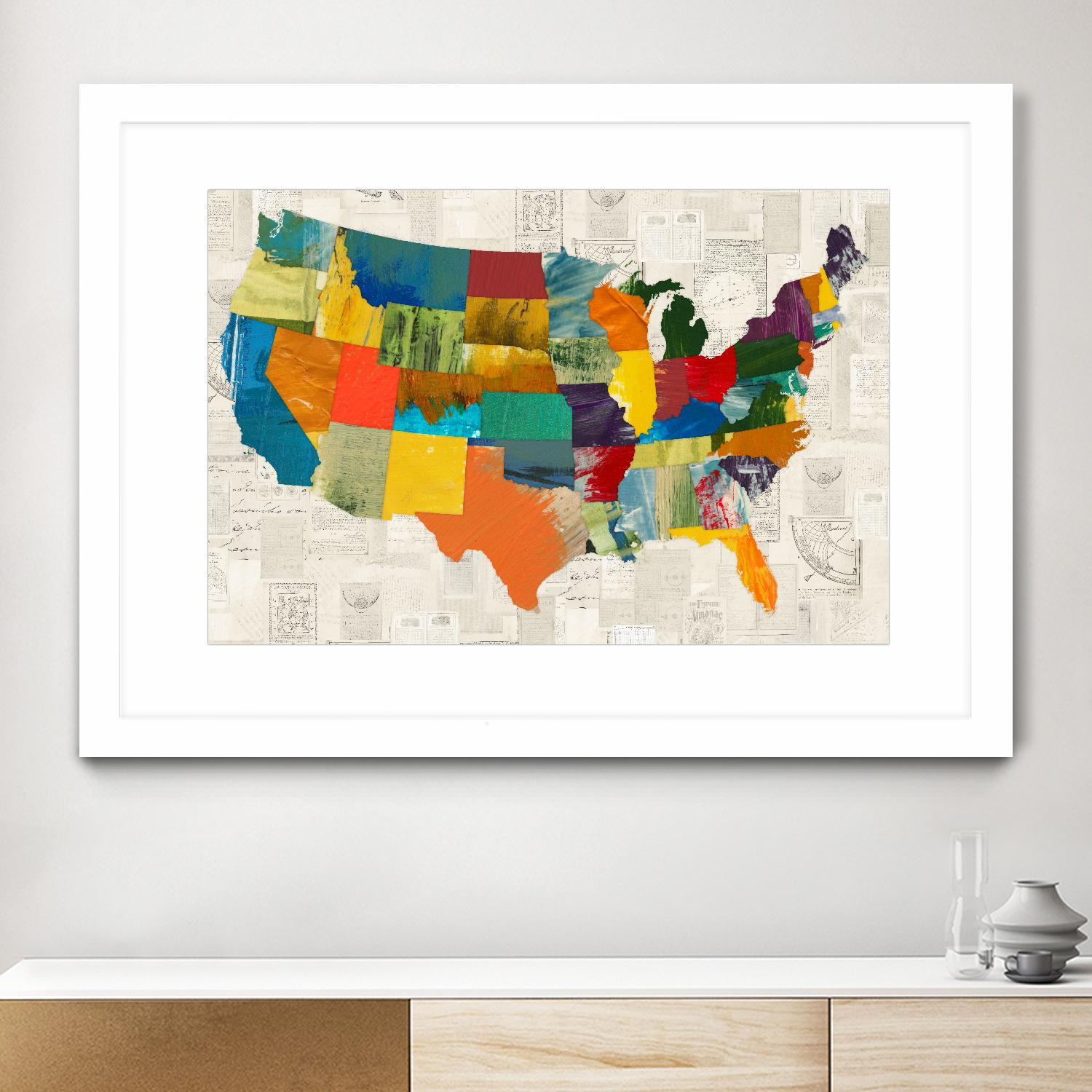 Collaged US Map by THE Studio on GIANT ART - beige illustration us map