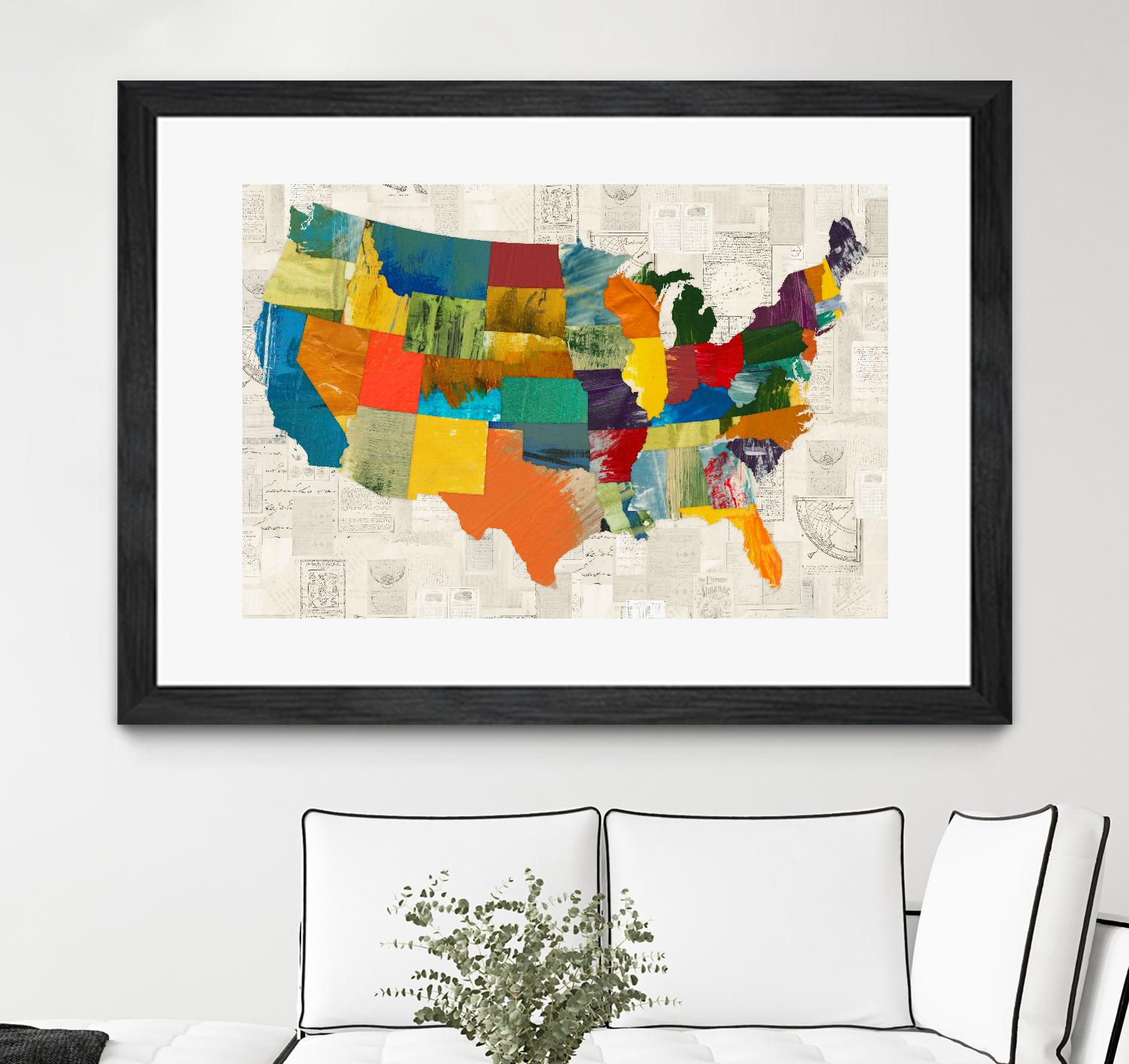 Collaged US Map by THE Studio on GIANT ART - beige illustration us map