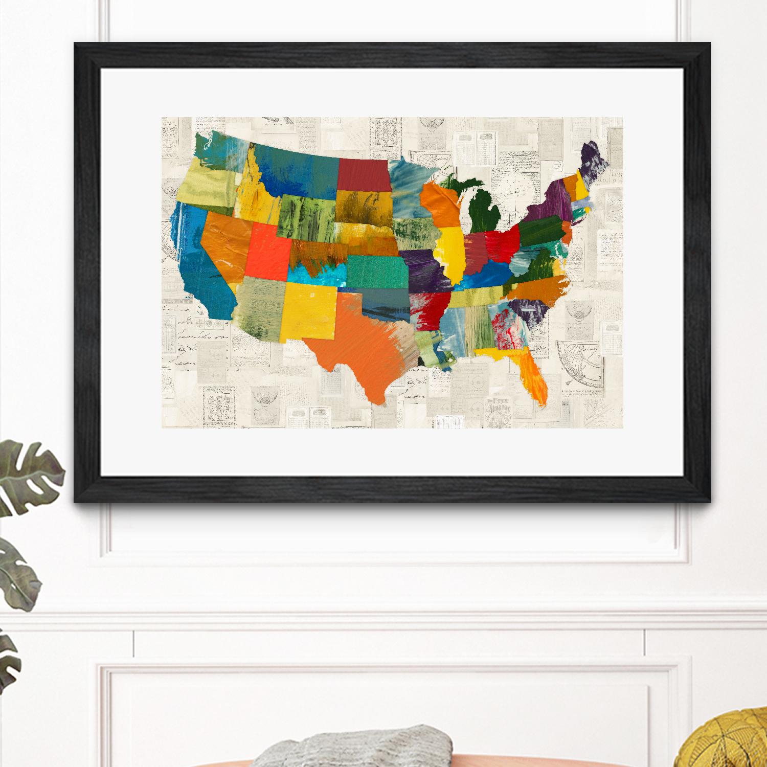 Collaged US Map by THE Studio on GIANT ART - beige illustration us map