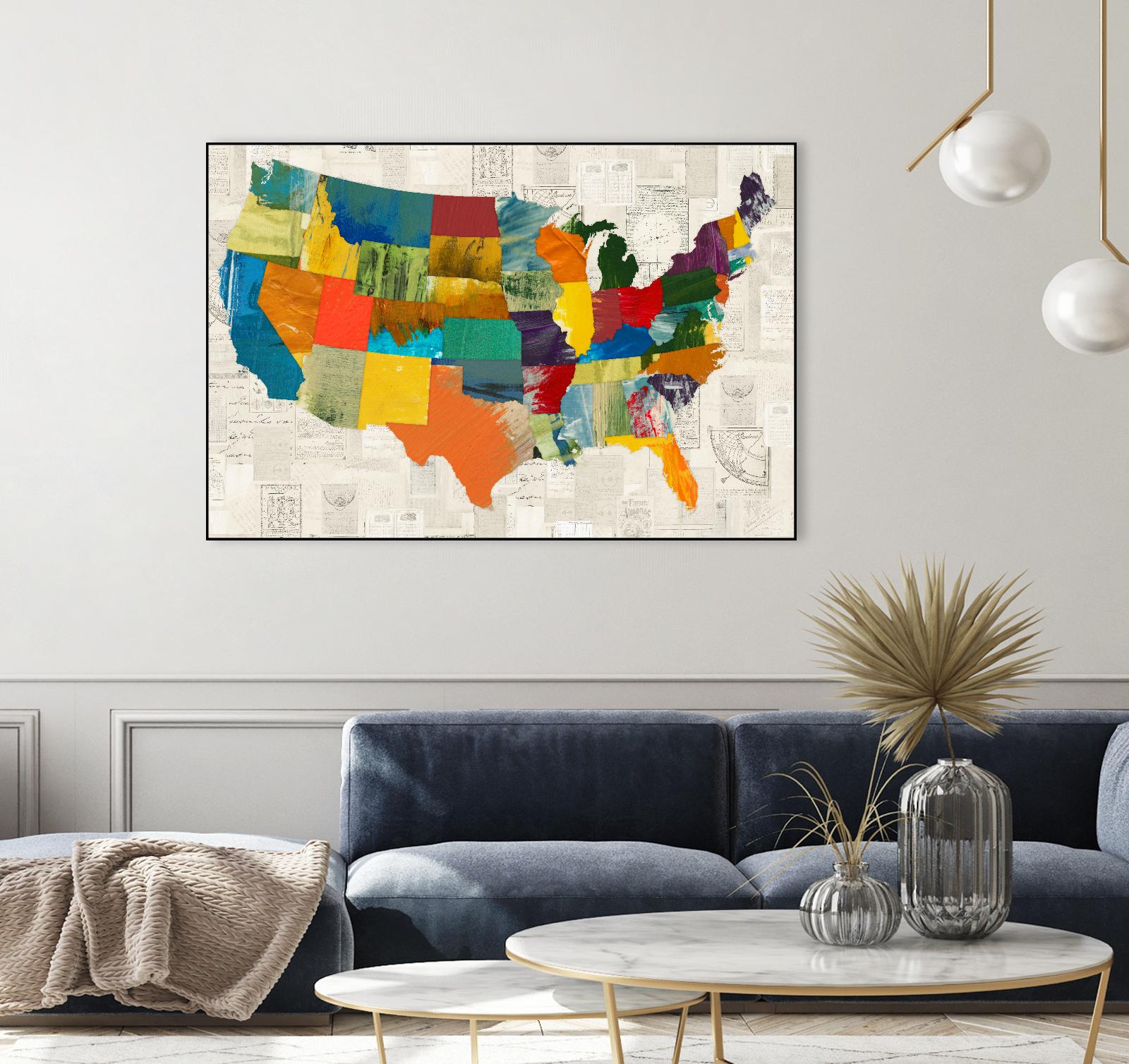 Collaged US Map by THE Studio on GIANT ART - green maps